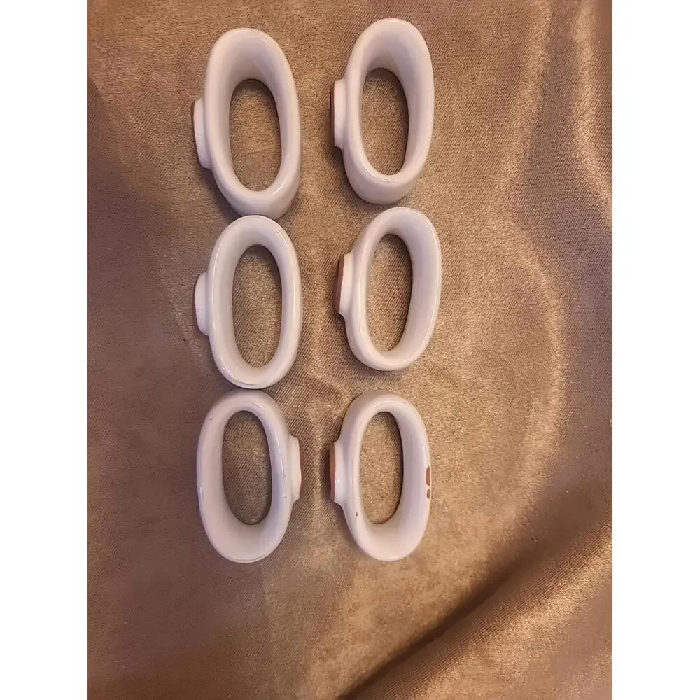 Herend Village Pottery Set Of 6 Hand Painted Vintage Berry Napkin Rings